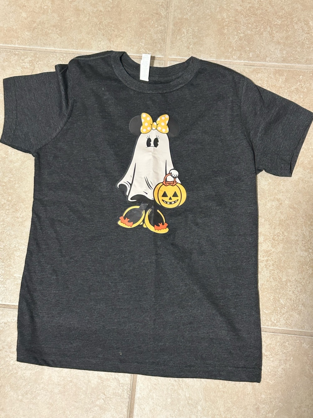 Black Tee with Halloween Minnie Ghost Graphic